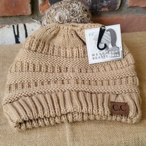 NWT Messy Bun Beanie